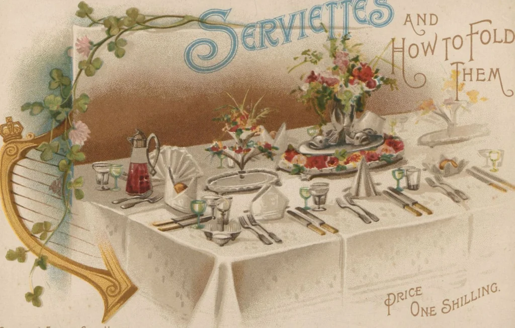 An illustration from Serviettes and how to fold them, 1890, leaf 1