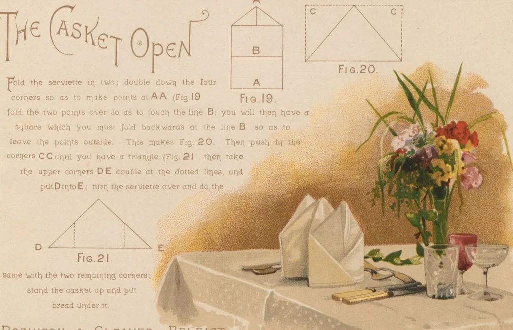 An illustration from Serviettes and how to fold them, 1890, leaf 11