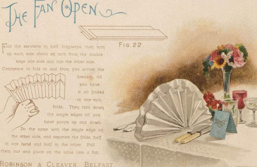 An illustration from Serviettes and how to fold them, 1890, leaf 14