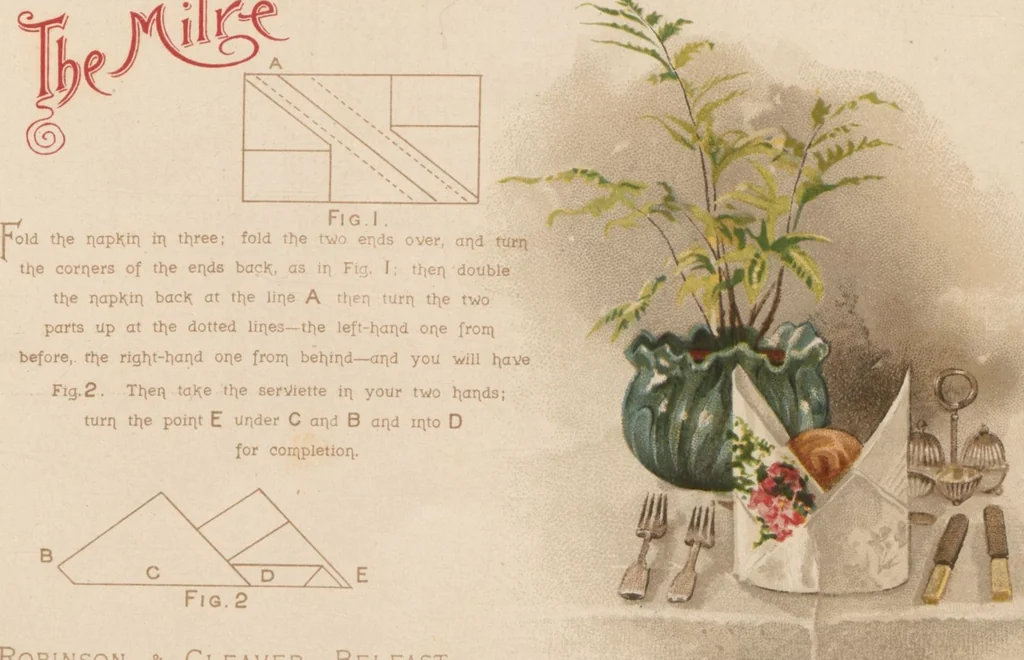 An illustration from Serviettes and how to fold them, 1890, leaf 3
