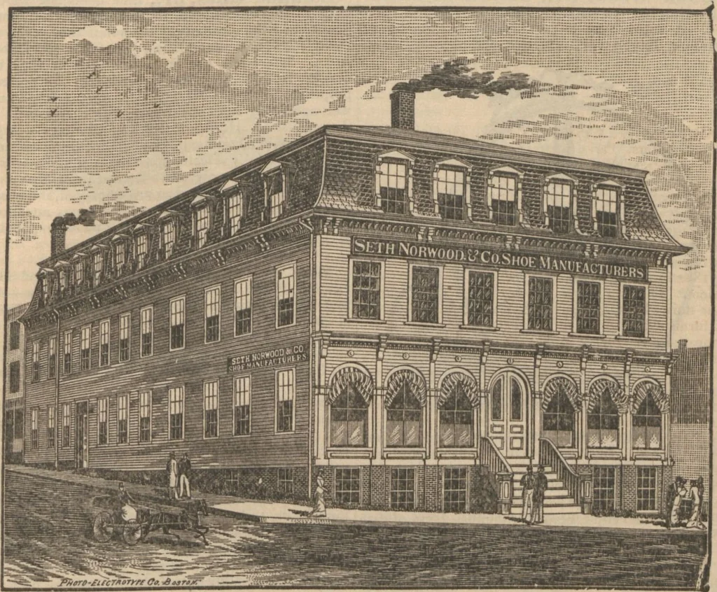 An illustration from Industries of Massachusetts : historical and descriptive review of Lynn, Lowell, Lawrence, Haverhill, Salem, Beverly, Peabody, Danvers, Gloucester, Newburyport and Amesbury, and their leading manufacturers and merchants, 1886, leaf 129