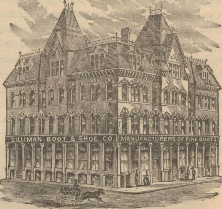 An illustration from Industries of Massachusetts : historical and descriptive review of Lynn, Lowell, Lawrence, Haverhill, Salem, Beverly, Peabody, Danvers, Gloucester, Newburyport and Amesbury, and their leading manufacturers and merchants, 1886, leaf 19