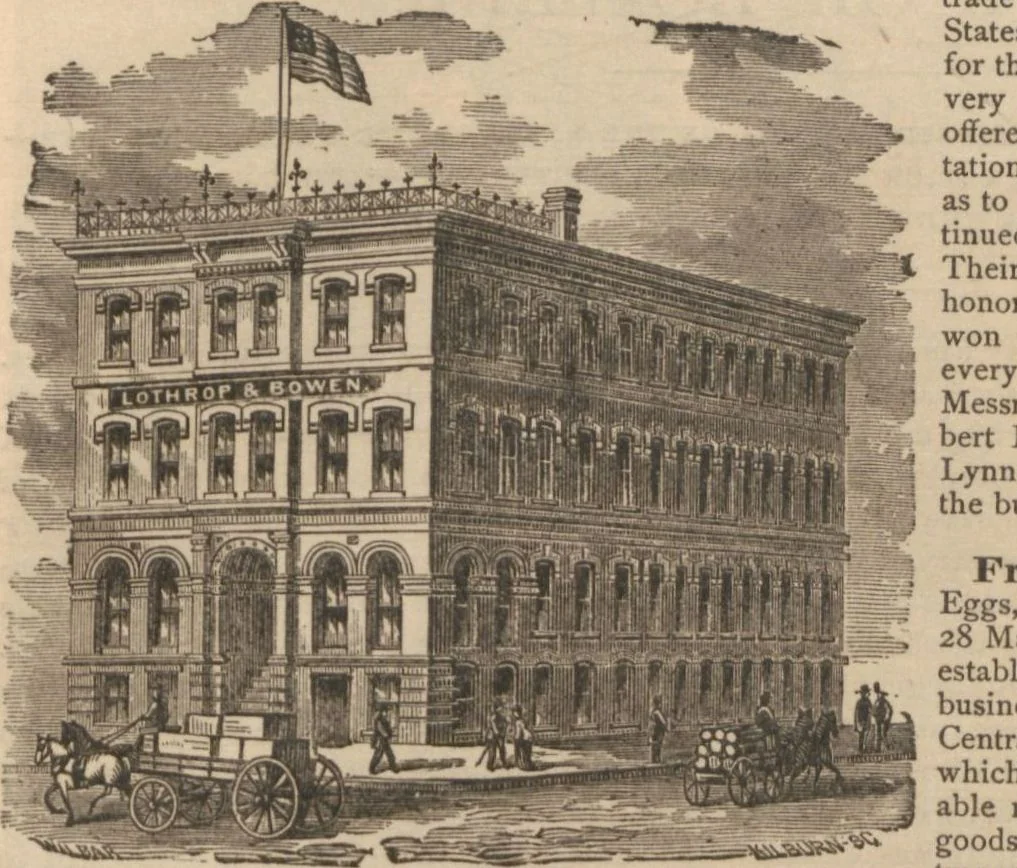An illustration from Industries of Massachusetts : historical and descriptive review of Lynn, Lowell, Lawrence, Haverhill, Salem, Beverly, Peabody, Danvers, Gloucester, Newburyport and Amesbury, and their leading manufacturers and merchants, 1886, leaf 45