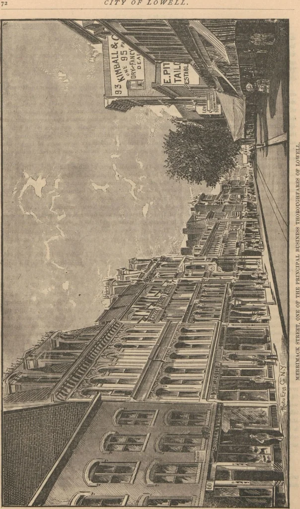 An illustration from Industries of Massachusetts : historical and descriptive review of Lynn, Lowell, Lawrence, Haverhill, Salem, Beverly, Peabody, Danvers, Gloucester, Newburyport and Amesbury, and their leading manufacturers and merchants, 1886, leaf 50