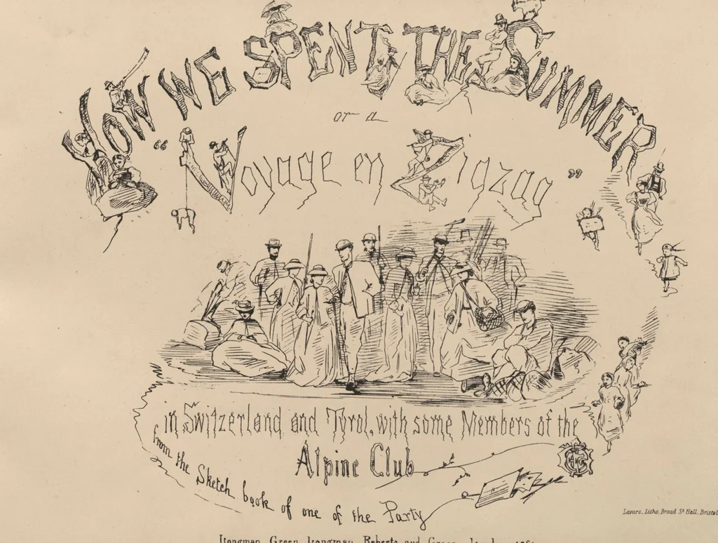 An illustration from How we spent the summer, or, A "Voyage en zigzag" in Switzerland and Tyrol with some members of the Alpine Club : from the sketch book of one of the party [i.e. Elizabeth Tuckett], 1864, leaf 2