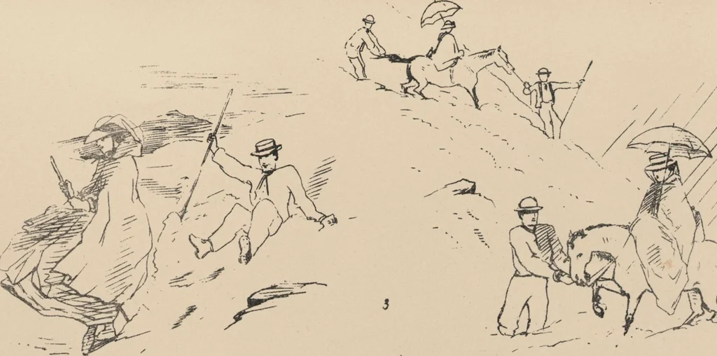 An illustration from How we spent the summer, or, A "Voyage en zigzag" in Switzerland and Tyrol with some members of the Alpine Club : from the sketch book of one of the party [i.e. Elizabeth Tuckett], 1864, leaf 20