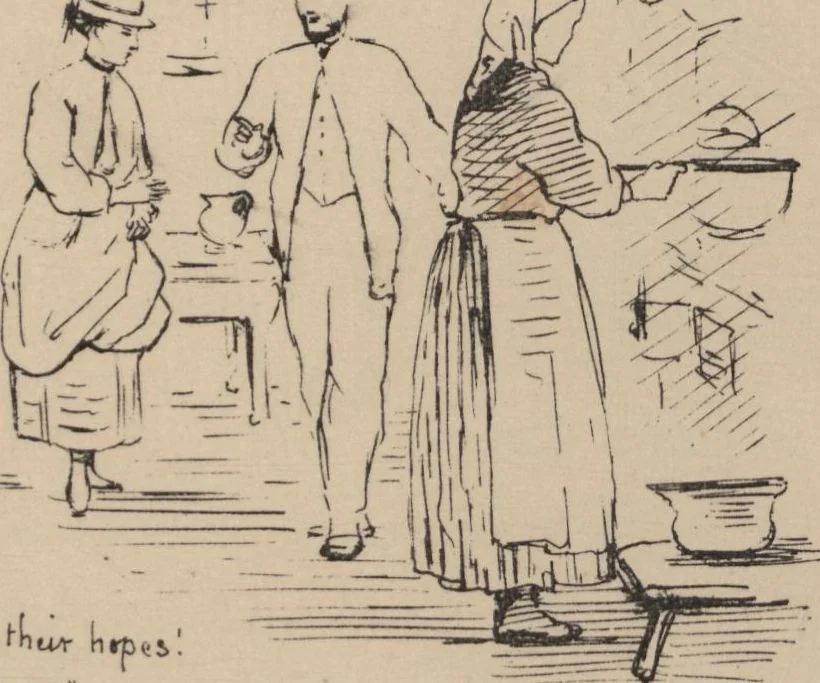 An illustration from How we spent the summer, or, A "Voyage en zigzag" in Switzerland and Tyrol with some members of the Alpine Club : from the sketch book of one of the party [i.e. Elizabeth Tuckett], 1864, leaf 36
