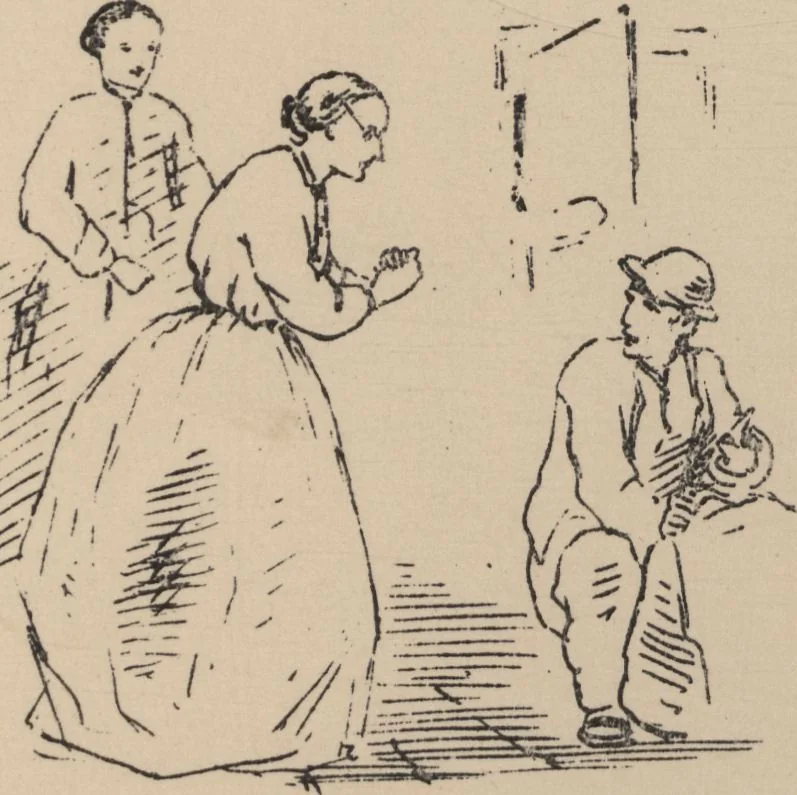An illustration from How we spent the summer, or, A "Voyage en zigzag" in Switzerland and Tyrol with some members of the Alpine Club : from the sketch book of one of the party [i.e. Elizabeth Tuckett], 1864, leaf 38