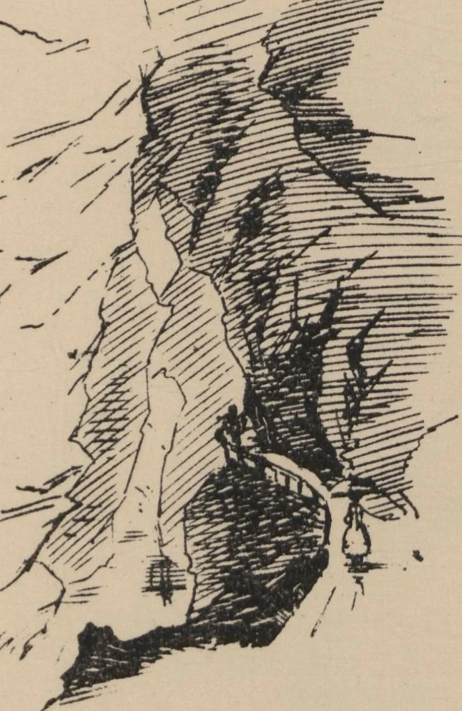An illustration from How we spent the summer, or, A "Voyage en zigzag" in Switzerland and Tyrol with some members of the Alpine Club : from the sketch book of one of the party [i.e. Elizabeth Tuckett], 1864, leaf 42