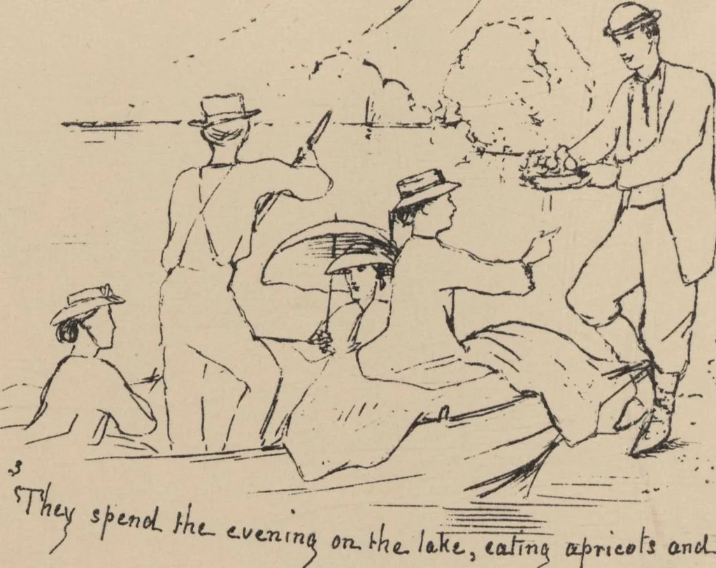 An illustration from How we spent the summer, or, A "Voyage en zigzag" in Switzerland and Tyrol with some members of the Alpine Club : from the sketch book of one of the party [i.e. Elizabeth Tuckett], 1864, leaf 54
