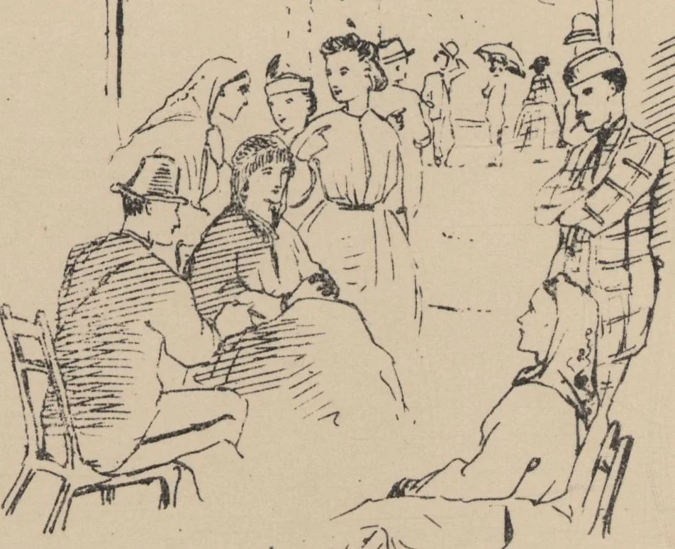 An illustration from How we spent the summer, or, A "Voyage en zigzag" in Switzerland and Tyrol with some members of the Alpine Club : from the sketch book of one of the party [i.e. Elizabeth Tuckett], 1864, leaf 62