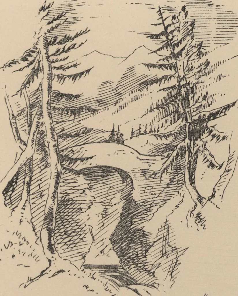 An illustration from How we spent the summer, or, A "Voyage en zigzag" in Switzerland and Tyrol with some members of the Alpine Club : from the sketch book of one of the party [i.e. Elizabeth Tuckett], 1864, leaf 74