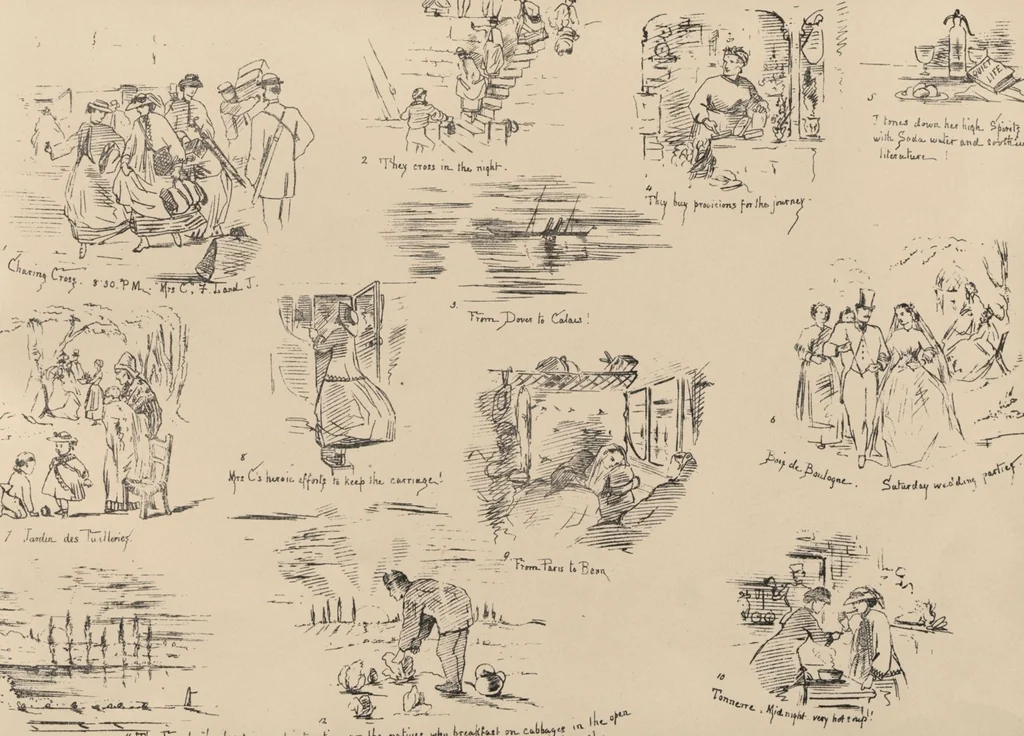 An illustration from How we spent the summer, or, A "Voyage en zigzag" in Switzerland and Tyrol with some members of the Alpine Club : from the sketch book of one of the party [i.e. Elizabeth Tuckett], 1864, leaf 8