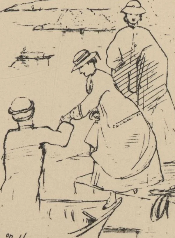 An illustration from How we spent the summer, or, A "Voyage en zigzag" in Switzerland and Tyrol with some members of the Alpine Club : from the sketch book of one of the party [i.e. Elizabeth Tuckett], 1864, leaf 84
