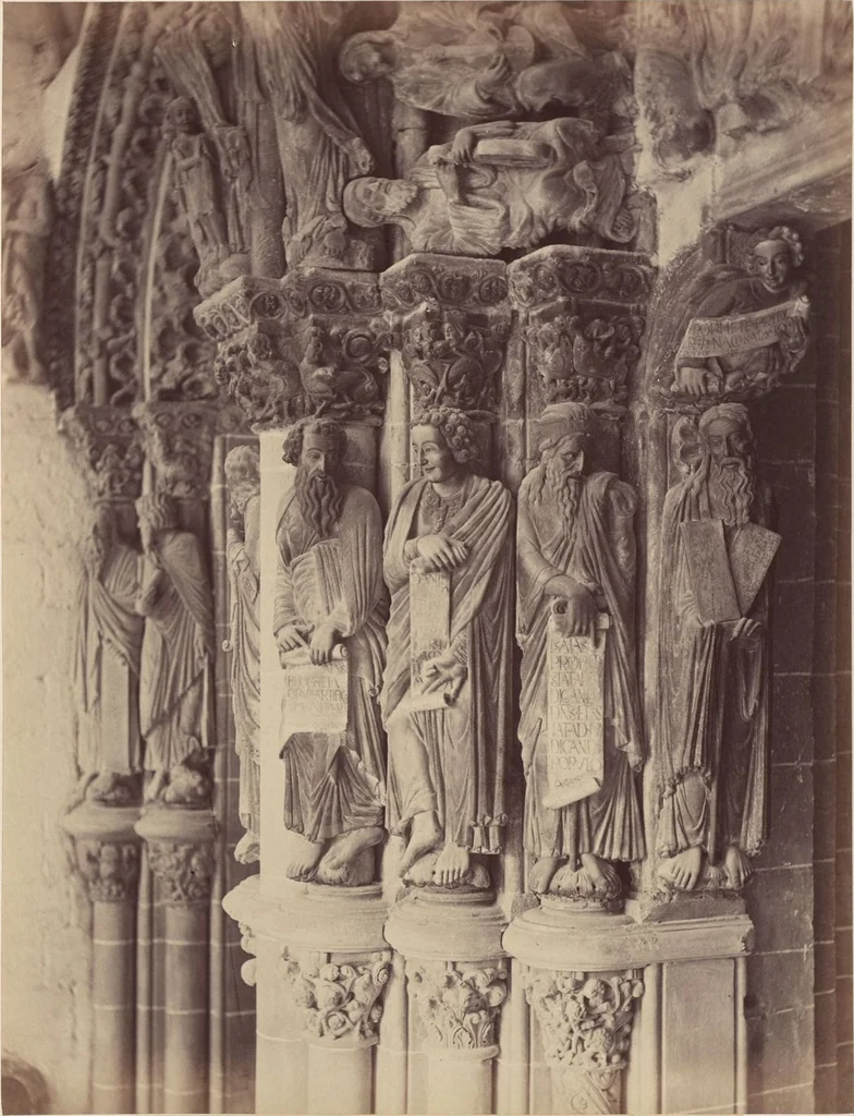 An illustration from The Cathedral of Santiago de Compostella in Spain, showing especially the sculpture of the Pórtico de la Gloria by Mestre Mateo / a series of twenty photographs recently taken by Thurston Thompson, 1868, leaf 24