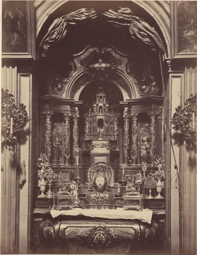 An illustration from The Cathedral of Santiago de Compostella in Spain, showing especially the sculpture of the Pórtico de la Gloria by Mestre Mateo / a series of twenty photographs recently taken by Thurston Thompson, 1868, leaf 40