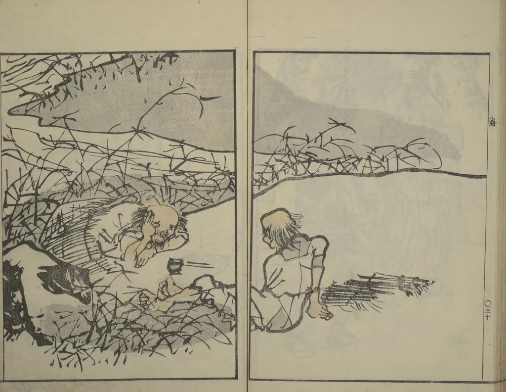 An illustration from Nangaku-Bunpō Highway Pictures (Nangaku Bunpō kaidō sōga 南岳文鳳街道雙畫), 1811, leaf 34