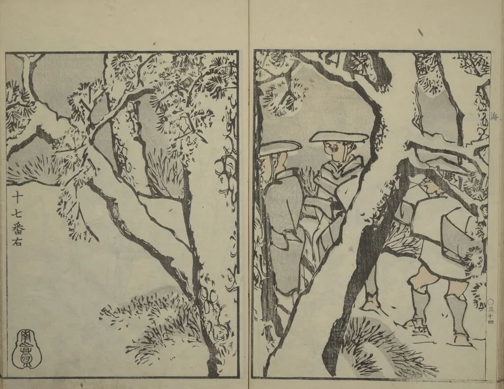 An illustration from Nangaku-Bunpō Highway Pictures (Nangaku Bunpō kaidō sōga 南岳文鳳街道雙畫), 1811, leaf 38