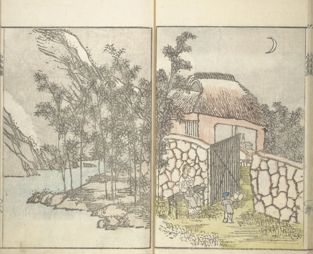An illustration from Bunpō Landscape Picture Album (Bunpō sansui gafu 文鳳山水画譜), 1824, leaf 21