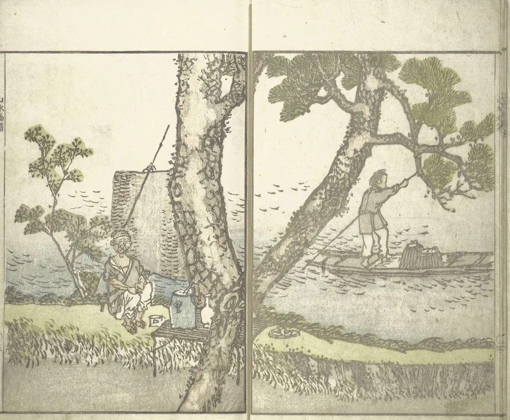 An illustration from Bunpō Landscape Picture Album (Bunpō sansui gafu 文鳳山水画譜), 1824, leaf 8