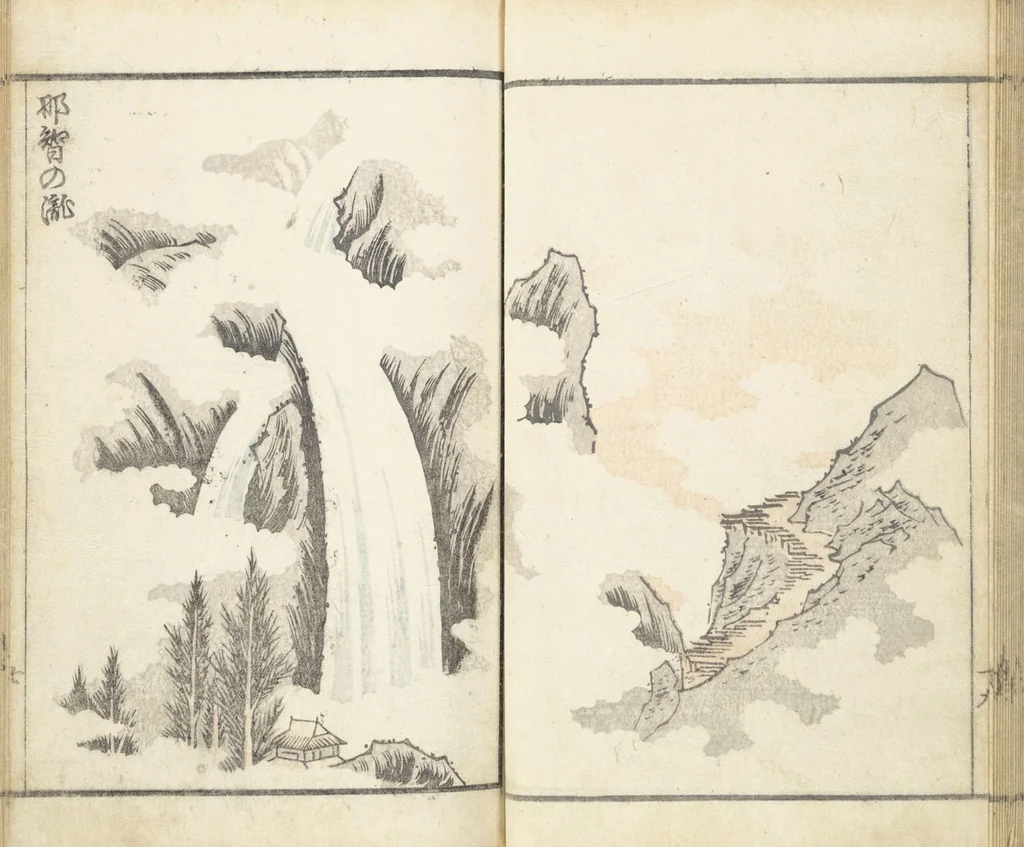 An illustration from Prospects and Views, Picture Album of Landscapes (Shōkei chōbō, Sansui gafu 勝景眺望山水画譜), 1826, leaf 22