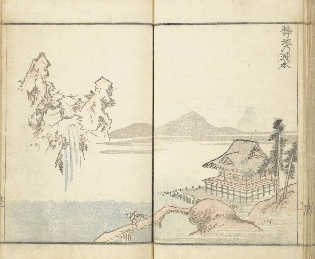 An illustration from Prospects and Views, Picture Album of Landscapes (Shōkei chōbō, Sansui gafu 勝景眺望山水画譜), 1826, leaf 24