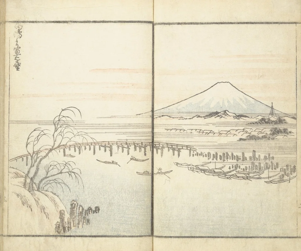 An illustration from Prospects and Views, Picture Album of Landscapes (Shōkei chōbō, Sansui gafu 勝景眺望山水画譜), 1826, leaf 5