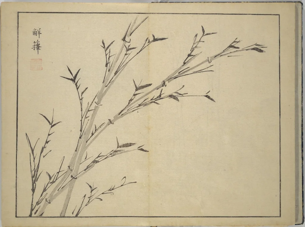 An illustration from The Four Worthies (Plum, Bamboo, Orchid, Chrysanthemum) (Shikunshi 竹洞四君子), 1850, leaf 16