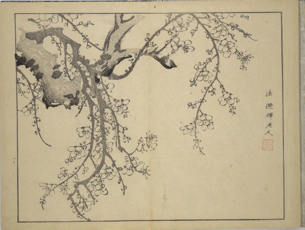 An illustration from The Four Worthies (Plum, Bamboo, Orchid, Chrysanthemum) (Shikunshi 竹洞四君子), 1850, leaf 27