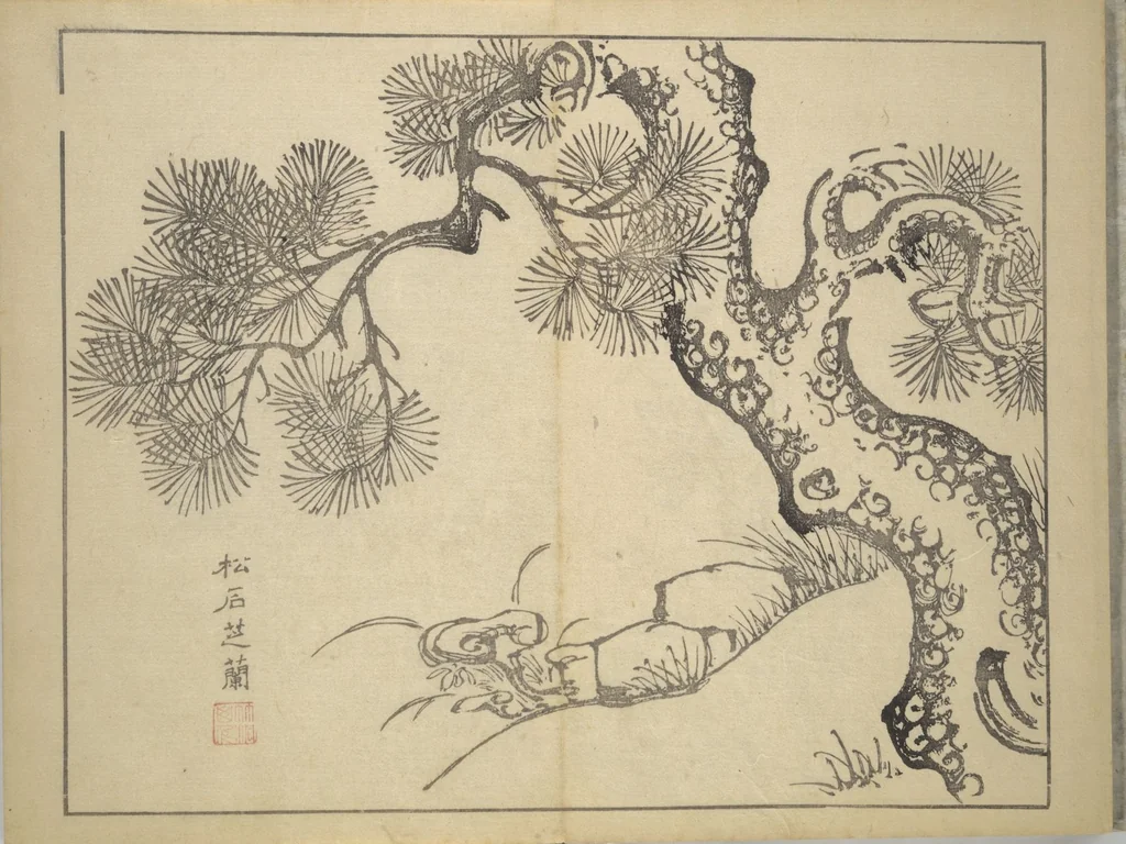 An illustration from The Four Worthies (Plum, Bamboo, Orchid, Chrysanthemum) (Shikunshi 竹洞四君子), 1850, leaf 33