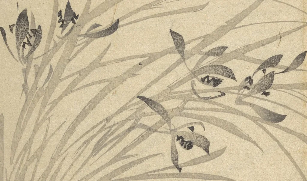 An illustration from The Four Worthies (Plum, Bamboo, Orchid, Chrysanthemum) (Shikunshi 竹洞四君子), 1850, leaf 6