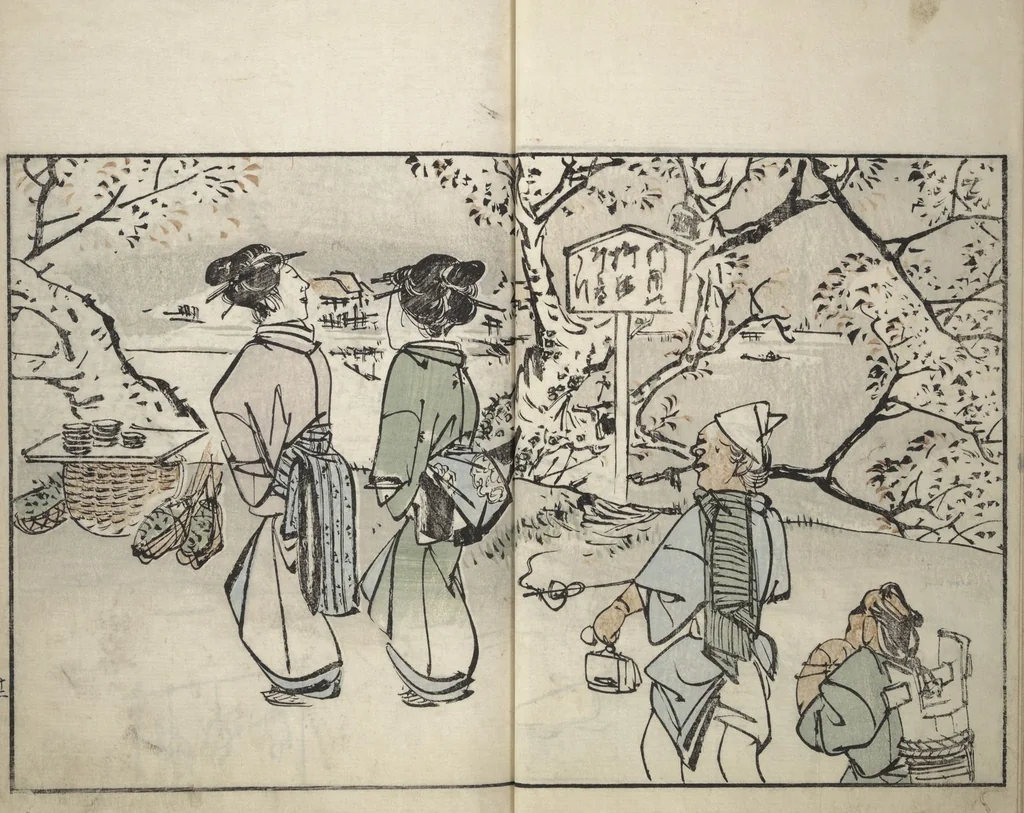 An illustration from Customs of the Eastern Capital (Edo) (Azuma no teburi あづまの手ぶり), 1829, leaf 16
