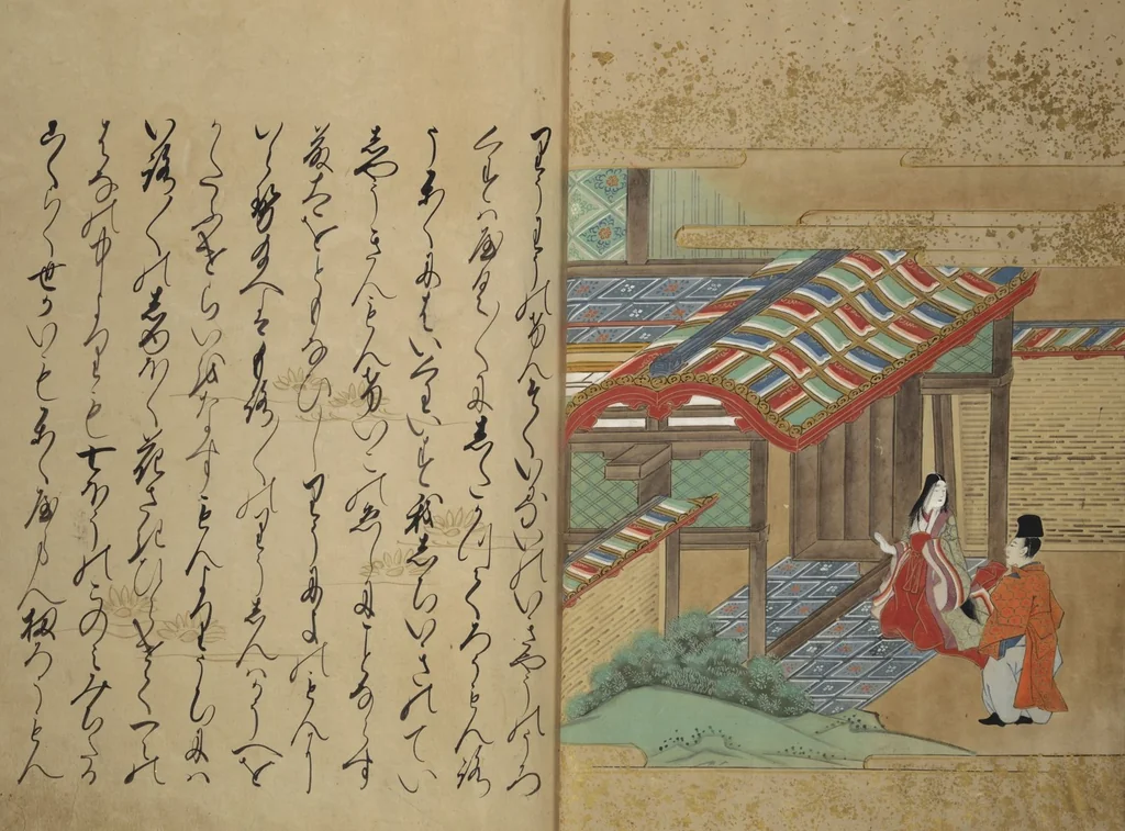 An illustration from The Fujiwara Chapter (Fujiwara no maki 藤原の巻), 1661, leaf 20