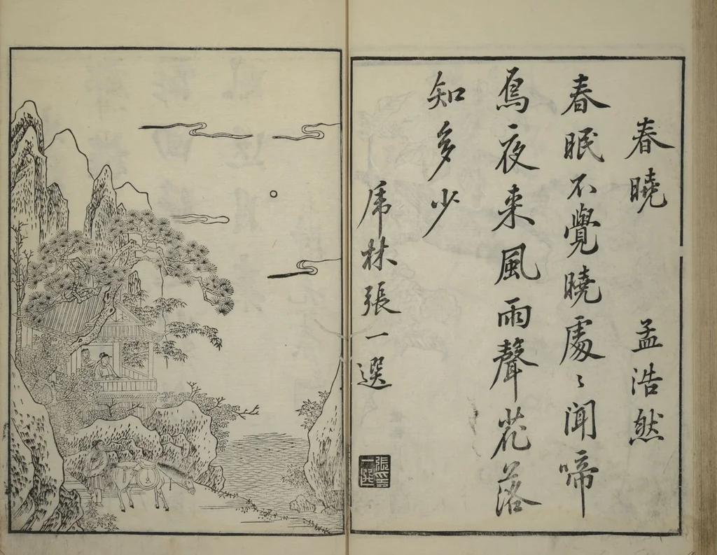 An illustration from Primer on Eight Varieties of Painting (Hasshu gafu 八集画譜), 1672, leaf 44