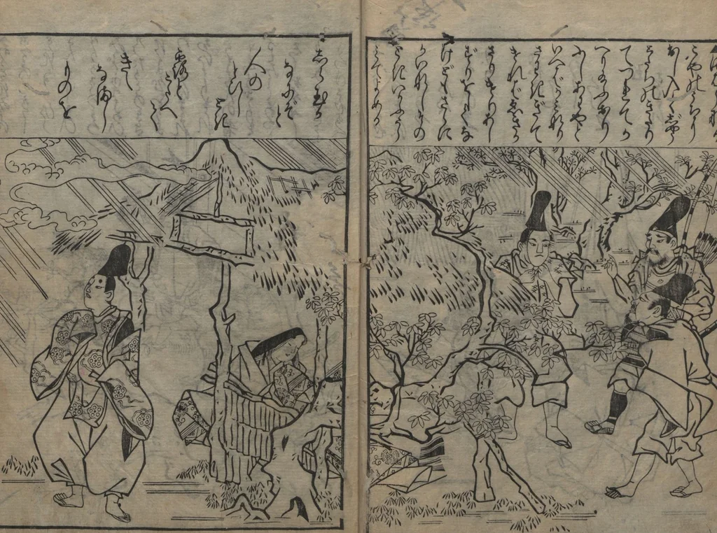 An illustration from Illustrations of Japanese Painting Themes (Yamato-e zukushi 大和絵づくし), 1686, leaf 10