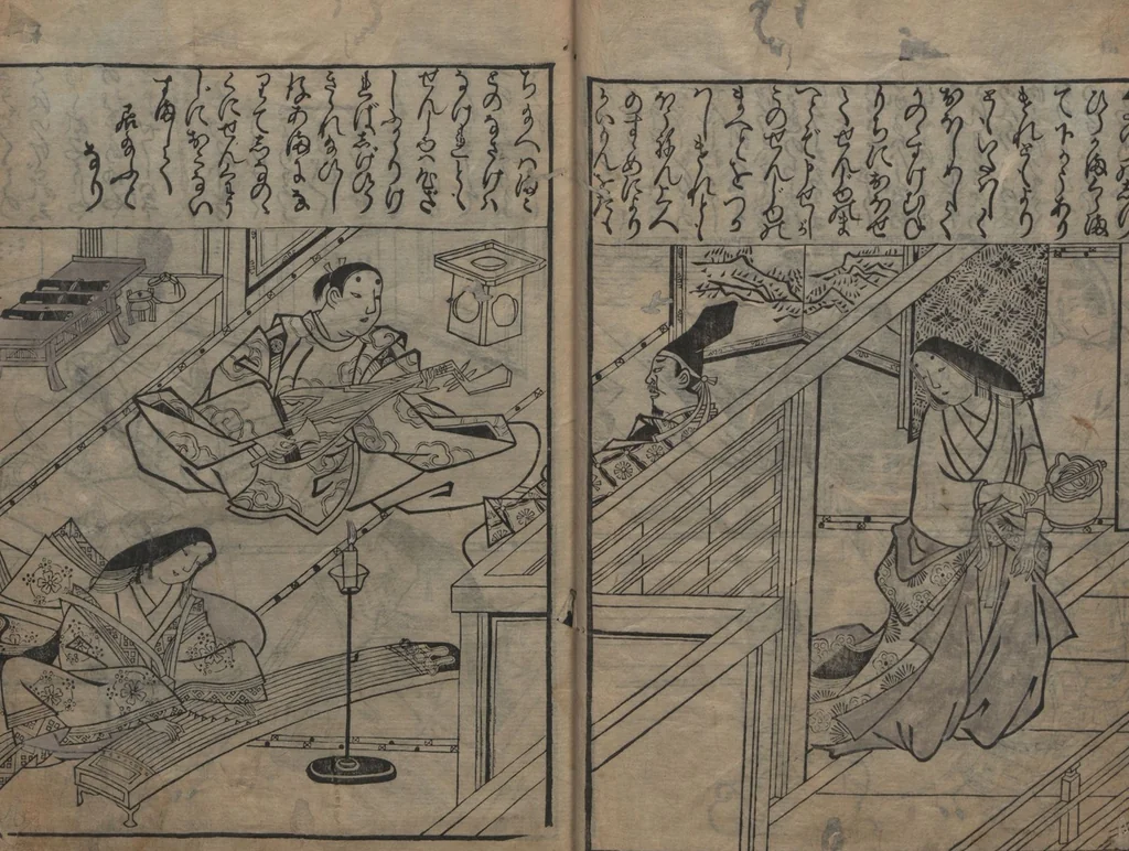 An illustration from Illustrations of Japanese Painting Themes (Yamato-e zukushi 大和絵づくし), 1686, leaf 22