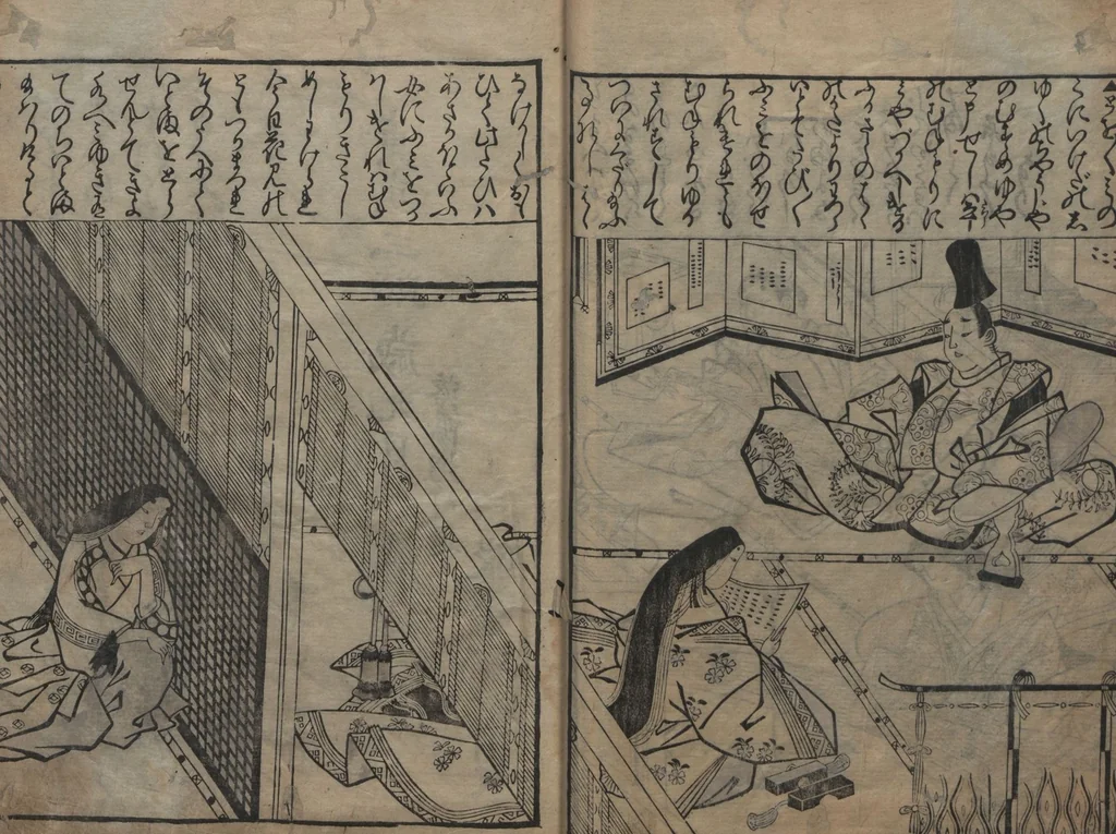 An illustration from Illustrations of Japanese Painting Themes (Yamato-e zukushi 大和絵づくし), 1686, leaf 23