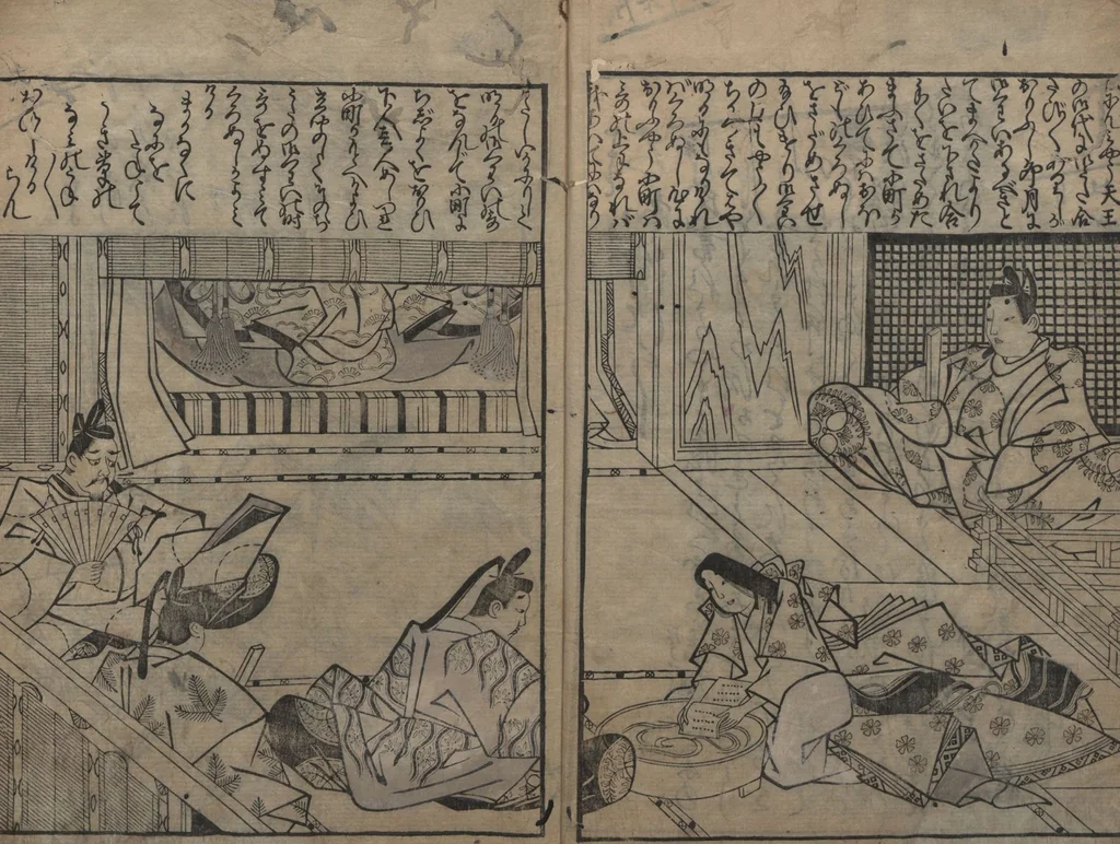 An illustration from Illustrations of Japanese Painting Themes (Yamato-e zukushi 大和絵づくし), 1686, leaf 4