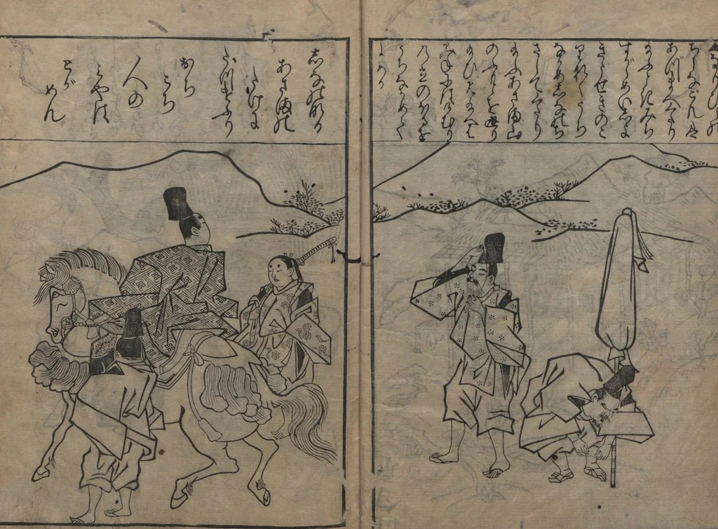 An illustration from Illustrations of Japanese Painting Themes (Yamato-e zukushi 大和絵づくし), 1686, leaf 8