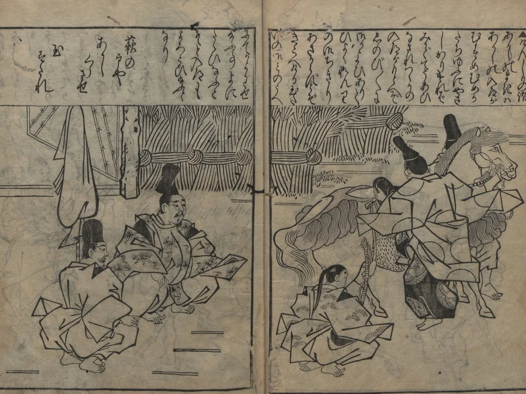 An illustration from Illustrations of Japanese Painting Themes (Yamato-e zukushi 大和絵づくし), 1686, leaf 9