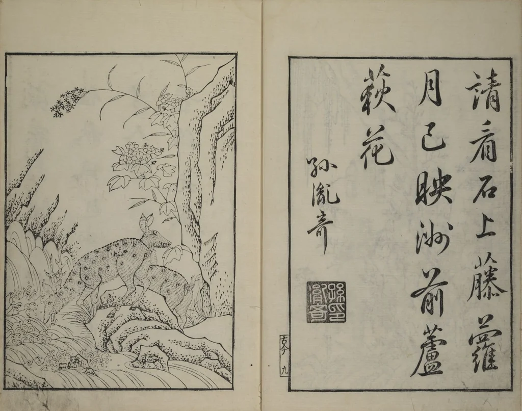 An illustration from Primer on Eight Varieties of Painting (Hasshu gafu 八集画譜), 1672, leaf 12