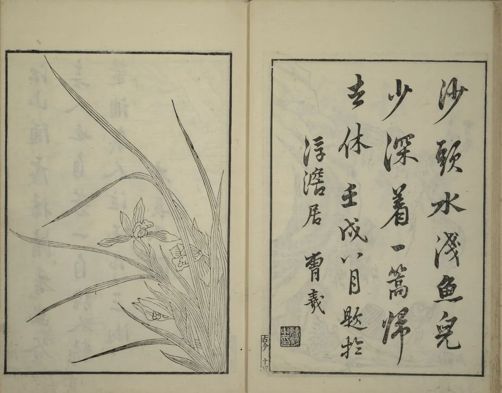 An illustration from Primer on Eight Varieties of Painting (Hasshu gafu 八集画譜), 1672, leaf 17