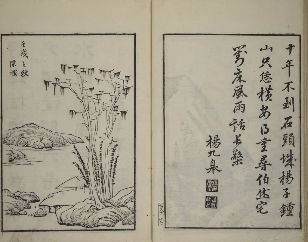 An illustration from Primer on Eight Varieties of Painting (Hasshu gafu 八集画譜), 1672, leaf 20