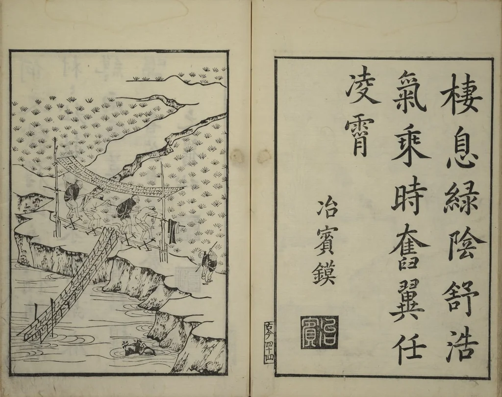 An illustration from Primer on Eight Varieties of Painting (Hasshu gafu 八集画譜), 1672, leaf 46