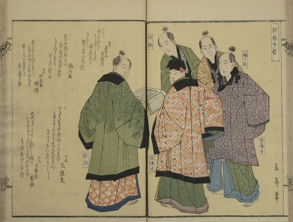 An illustration from Collection of Kyōka Verse with Portraits of Poets in Famous Numerical Groupings (Kyōka meisū gazō shū 狂歌名数画像集) : [volume 2], 1830, leaf 29