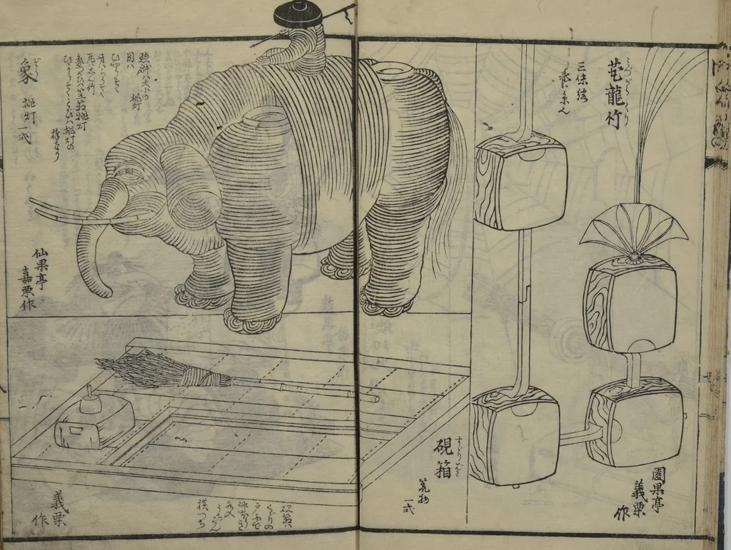 An illustration from Ideas for Various Things of the Seasons (Shiki Tsukurimono shukō no tane 四季造物趣向種) : [volume 1], 1837, leaf 12