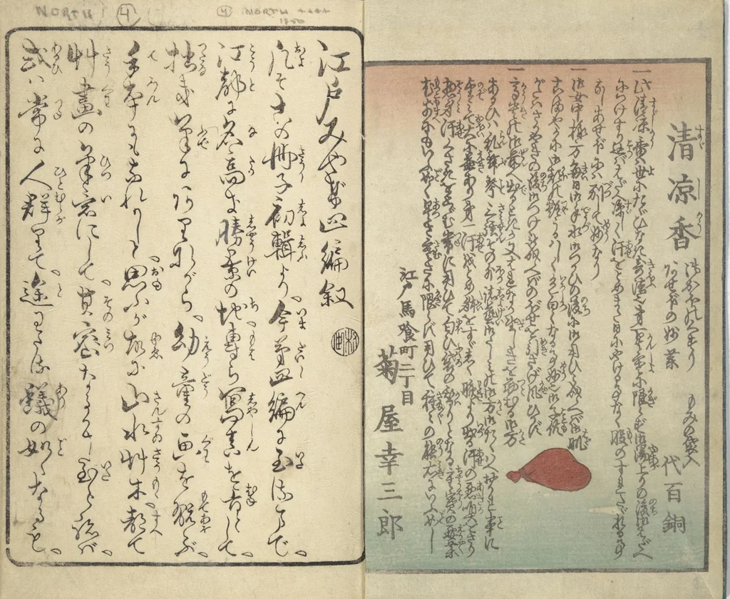 An illustration from Picture Book of the Souvenirs of Edo (Ehon Edo miyage 絵本江戸土産) : [volume 04], 1850, leaf 2