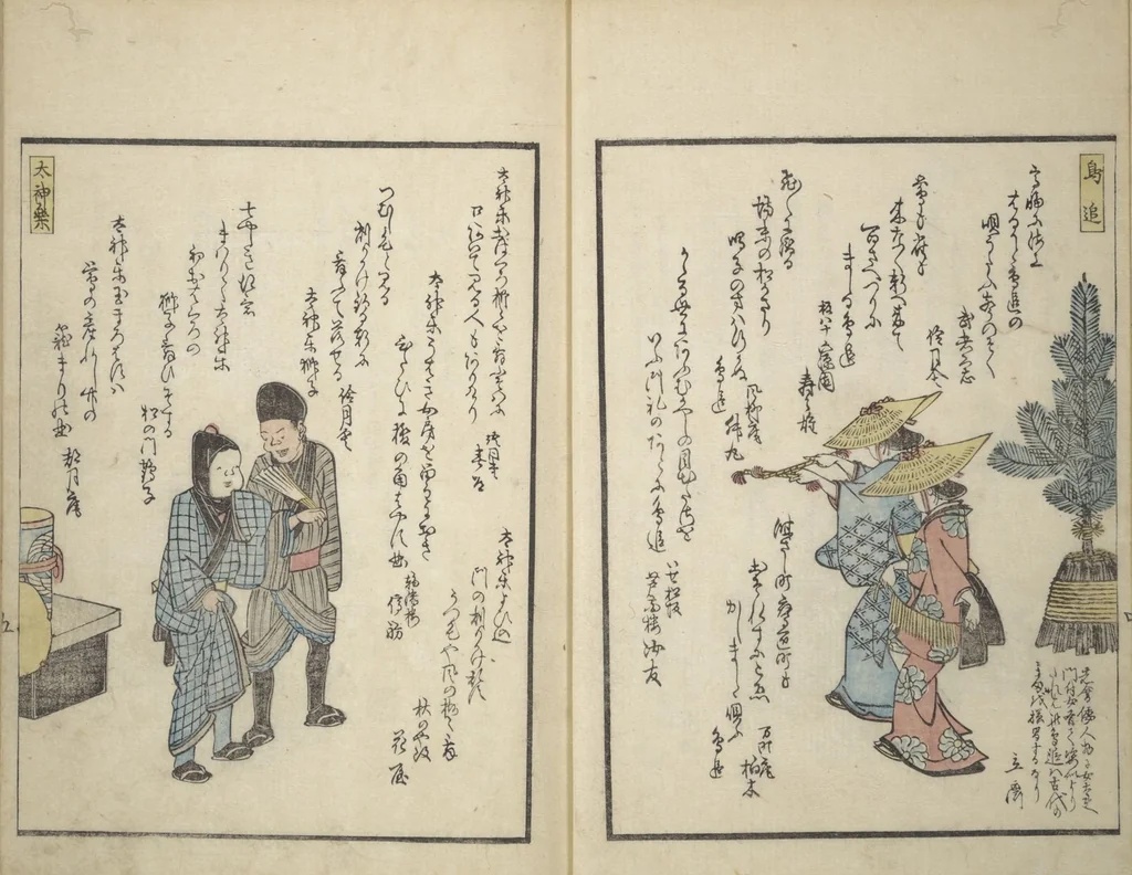 An illustration from Picture Album of People with Kyōka (Light Verse) (Kyōka shiki jinbutsu 狂歌四季人物), 1855, leaf 7