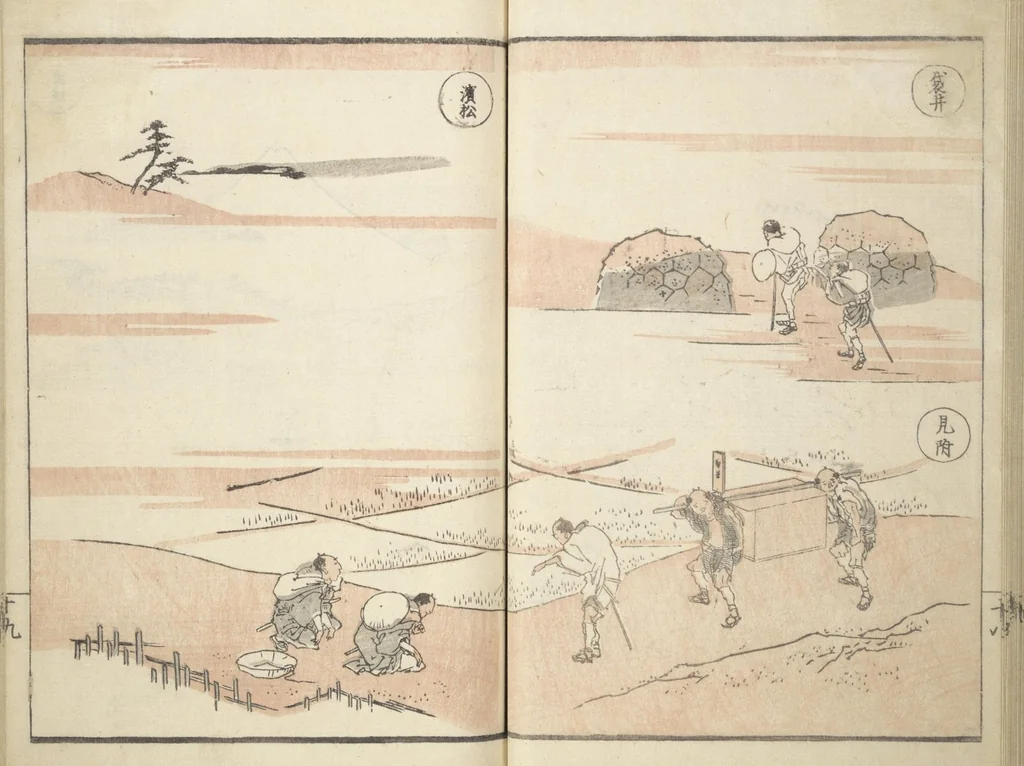 An illustration from Picture Album of Road Pictures (of the Tōkaidō Road) (Dōchū gafu 道中画譜), 1830, leaf 23