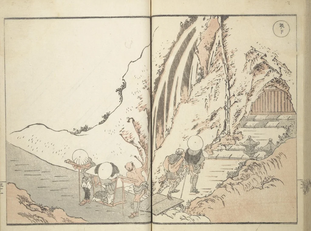 An illustration from Picture Album of Road Pictures (of the Tōkaidō Road) (Dōchū gafu 道中画譜), 1830, leaf 35